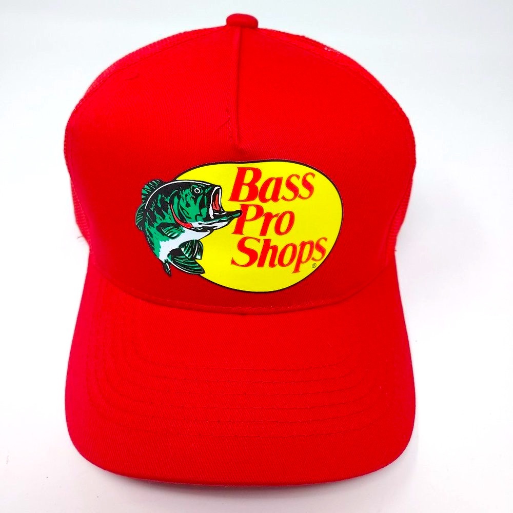 Bass Pro Shops Hat Baseball Hat Meshback Snapback Adjustable Adult Size New Red